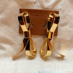 Marni Gold Metal Bow Earrings NIB